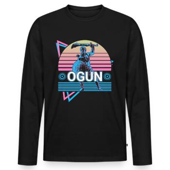 Ogun Orisha African Deity Yoruba Religion - Men's Premium Organic Long Sleeve Shirt - black - Front - Nico (187cm)