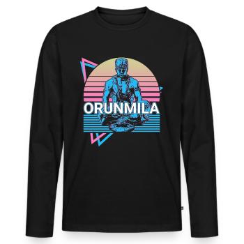 Orunmila Orisha Divinité africaine Yoruba Relig - T-shirt manches longues Premium bio Homme - noir - Devant - Nico (187cm)