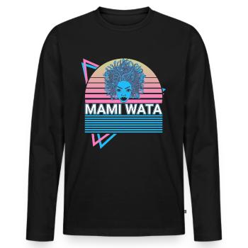 Mami Wata La Sirene Water Spirit Ancien - T-shirt manches longues Premium bio Homme - noir - Devant - Nico (187cm)
