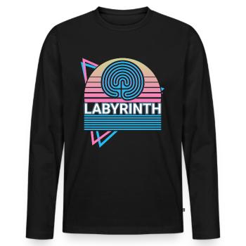 Labyrinthe Paganisme Wicca Wiccan Rétro - T-shirt manches longues Premium bio Homme - noir - Devant - Nico (187cm)