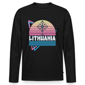 Lithuania Norse Mythology Retro - Men's Premium Organic Long Sleeve Shirt - black - Front - Nico (187cm)