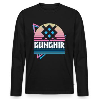 Gungnir Odin Lance du Dieu Symbole Nordique - T-shirt manches longues Premium bio Homme - noir - Devant - Nico (187cm)