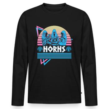 Norns Norse Mythology Retro - Men's Premium Organic Long Sleeve Shirt - black - Front - Nico (187cm)