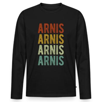 Arnis Stadt Retro Vintage - Männer Premium Bio Langarmshirt - Schwarz - Vorne - Nico (187cm)