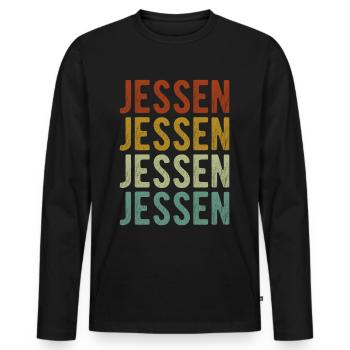 Jessen Stadt Retro Vintage - Männer Premium Bio Langarmshirt - Schwarz - Vorne - Nico (187cm)
