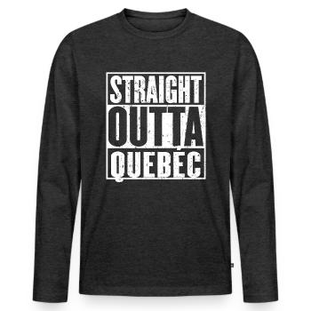 Straight Outta Quebéc Vintage - Men's Premium Organic Long Sleeve Shirt - heather anthracite - Front - Nico (187cm)