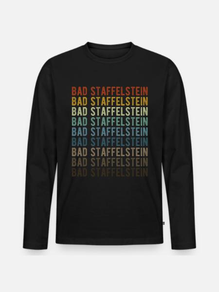 Bad Staffelstein Stadt Retro Vintage - Männer Premium Bio Langarmshirt - Schwarz