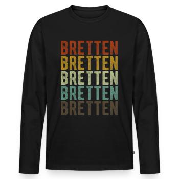 Bretten Stadt Retro Vintage - Männer Premium Bio Langarmshirt - Schwarz - Vorne - Nico (187cm)