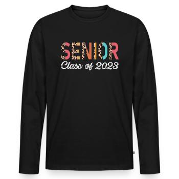Senior Class Of 2023 Leopard Seniors 23 - Men's Premium Organic Long Sleeve Shirt - black - Front - Nico (187cm)
