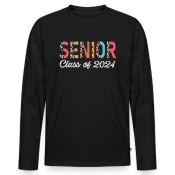 Senior Class Of 2024 Leopard Seniors 23 - Men's Premium Organic Long Sleeve Shirt - black - Front - Nico (187cm)