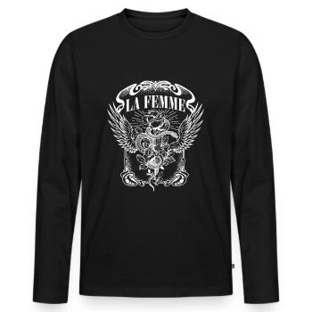 La Femme - T-shirt manches longues Premium bio Homme - noir - Devant - Nico (187cm)