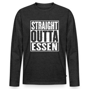 Straight Outta Essen Vintage - Men's Premium Organic Long Sleeve Shirt - heather anthracite - Front - Nico (187cm)