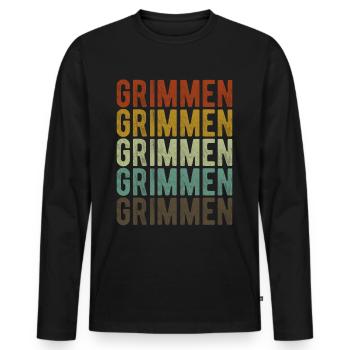 Grimmen Stadt Retro Vintage - Männer Premium Bio Langarmshirt - Schwarz - Vorne - Nico (187cm)