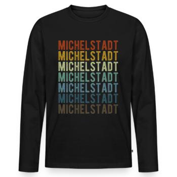Michelstadt Stadt Retro Vintage - Männer Premium Bio Langarmshirt - Schwarz - Vorne - Nico (187cm)