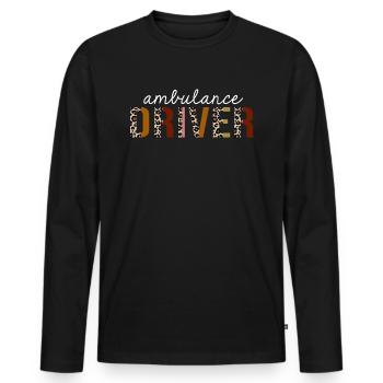 Ambulance Driver Leopard Print Funny Gift - Men's Premium Organic Long Sleeve Shirt - black - Front - Nico (187cm)