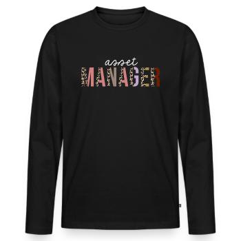 Asset manager Leopard Print Funny Gift - Men's Premium Organic Long Sleeve Shirt - black - Front - Nico (187cm)