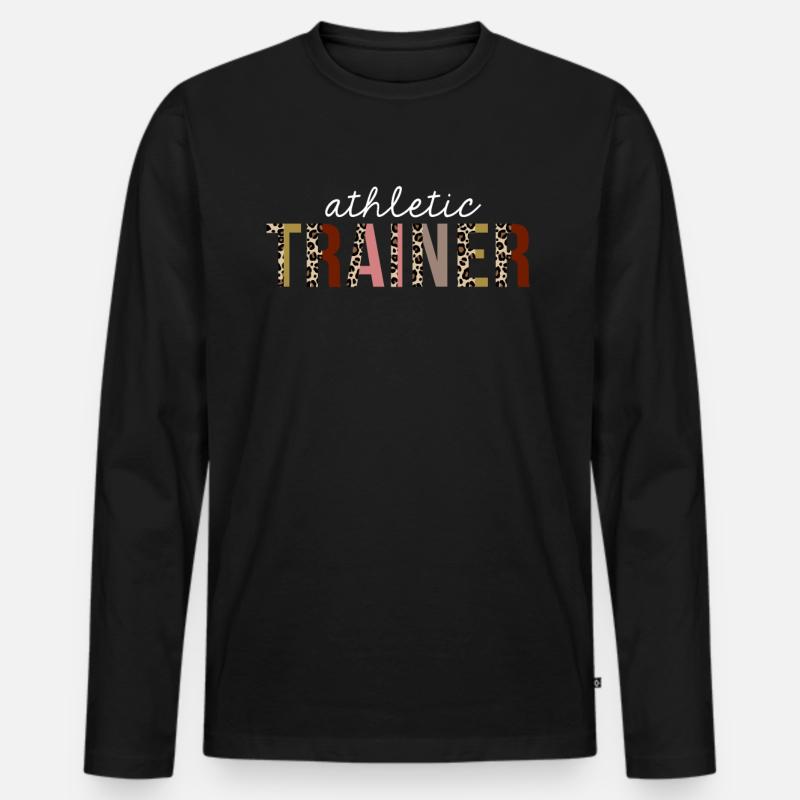 Athletischer Trainer-Leopard-Druck-lustiges Geschenk - Männer Premium Bio Langarmshirt - Schwarz