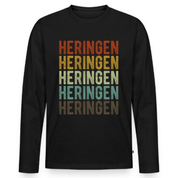 Heringen Stadt Retro Vintage - Männer Premium Bio Langarmshirt - Schwarz - Vorne - Nico (187cm)