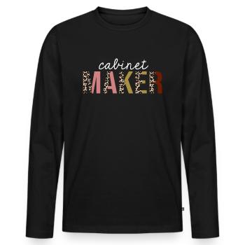 Cabinet Maker Leopard Print Funny Gift - Men's Premium Organic Long Sleeve Shirt - black - Front - Nico (187cm)