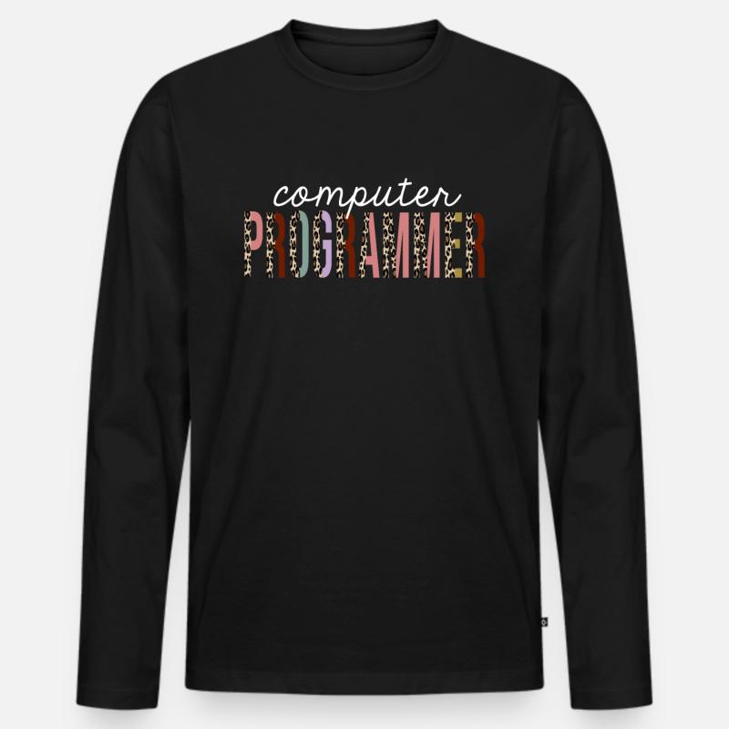 Computerprogrammierer-Leopard-Druck-lustiges Geschenk - Männer Premium Bio Langarmshirt - Schwarz