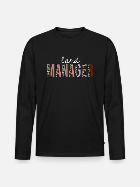 Land manager Leopard Print Funny Gift - Men's Premium Organic Long Sleeve Shirt - black