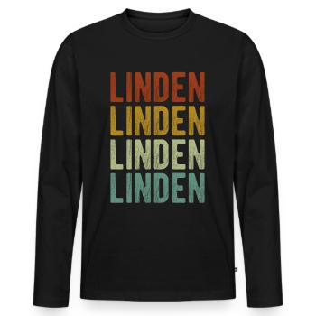 Linden City Retro Vintage - Men's Premium Organic Long Sleeve Shirt - black - Front - Nico (187cm)