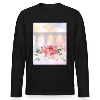 Angelcore Ästhetische Rosen Heaven Angels - Männer Premium Bio Langarmshirt - Schwarz - Vorne - Nico (187cm)
