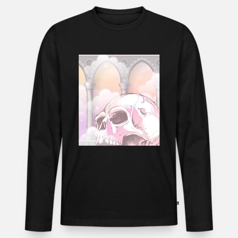 Angelcore Ästhetik Gothic Totenkopf Goth - Männer Premium Bio Langarmshirt - Schwarz