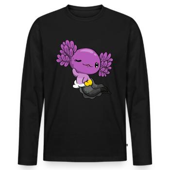 Monosexual Pride Kawaii Axolotl Monosexual Fl - T-shirt manches longues Premium bio Homme - noir - Devant - Nico (187cm)