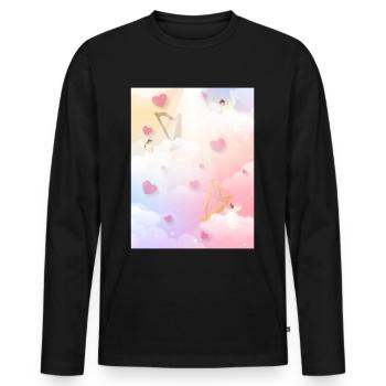 Angelcore Aesthetic Heaven Engel Harfen - Männer Premium Bio Langarmshirt - Schwarz - Vorne - Nico (187cm)