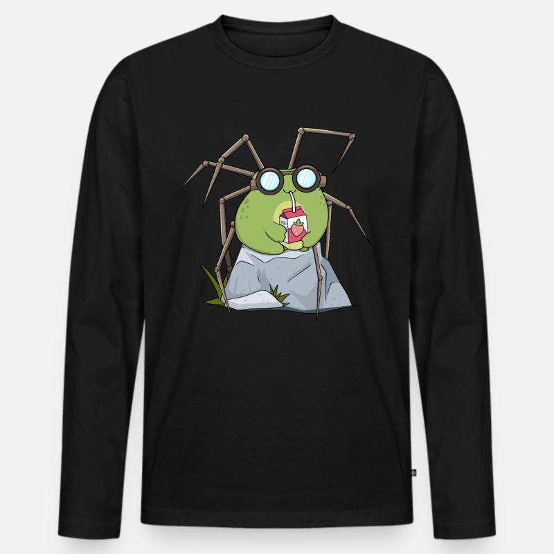 Biopunk Kawaii Frosch-Erdbeermilch - Männer Premium Bio Langarmshirt - Schwarz