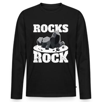 Funny Rock Hunting Geologist Rock Hunter - Men's Premium Organic Long Sleeve Shirt - black - Front - Nico (187cm)