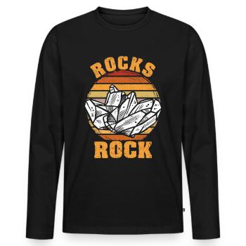 Funny Rock Hunting Rock Hunter Geologist - Men's Premium Organic Long Sleeve Shirt - black - Front - Nico (187cm)