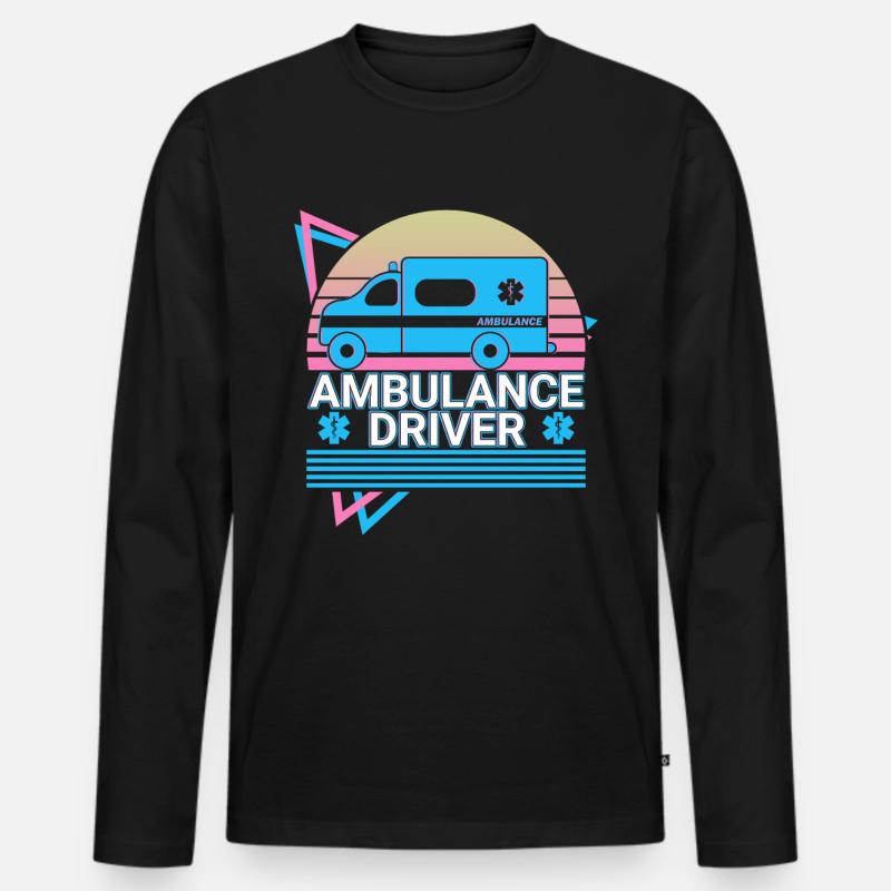 Krankenwagenfahrer Retro - Männer Premium Bio Langarmshirt - Schwarz