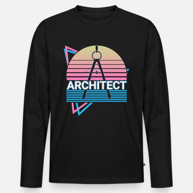 Architekt Architektur Retro - Männer Premium Bio Langarmshirt - Schwarz