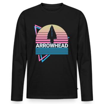 Arrowhead Retro - Men's Premium Organic Long Sleeve Shirt - black - Front - Nico (187cm)