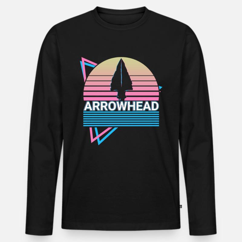 Pfeilspitze Retro - Männer Premium Bio Langarmshirt - Schwarz