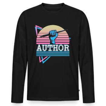 Author Writer Literature Novelist Dr - Men's Premium Organic Long Sleeve Shirt - black - Front - Nico (187cm)