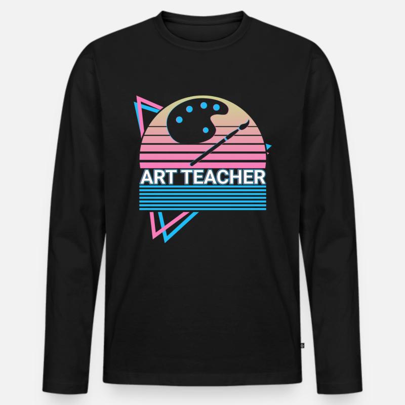 Kunstlehrerin Kunstprofessorin Retro - Männer Premium Bio Langarmshirt - Schwarz