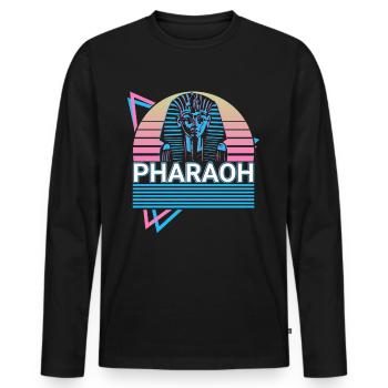 Pharaon Roi Tut Pharaon égyptien - T-shirt manches longues Premium bio Homme - noir - Devant - Nico (187cm)