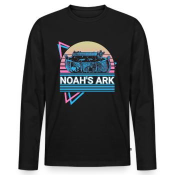 Arche Noah Christentum Christentum Retro - Männer Premium Bio Langarmshirt - Schwarz - Vorne - Nico (187cm)