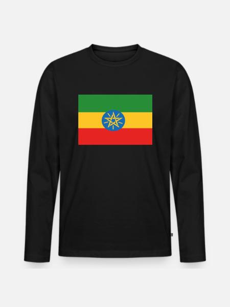 Bandera oficial de Etiopía Orgullo del país etíope - Camiseta ecológica prémium de manga larga para hombre - negro