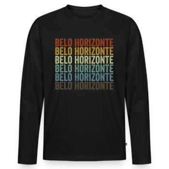 Belo Horizonte Brésil Rétro Vintage - T-shirt manches longues Premium bio Homme - noir - Devant - Nico (187cm)