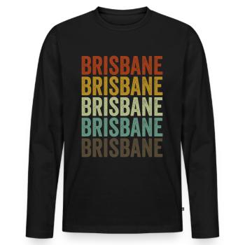 Brisbane Australia Retro Vintage - Men's Premium Organic Long Sleeve Shirt - black - Front - Nico (187cm)