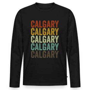 Calgary Kanada Retro Vintage - Männer Premium Bio Langarmshirt - Schwarz - Vorne - Nico (187cm)