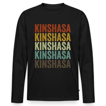 Kinshasa Kongo Retro Vintage - Männer Premium Bio Langarmshirt - Schwarz - Vorne - Nico (187cm)