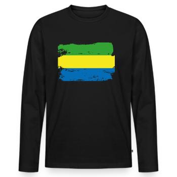 Official Gabon Flag Gabonese Country Pride Vintage - Men's Premium Organic Long Sleeve Shirt - black - Front - Nico (187cm)