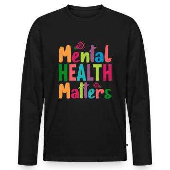 Mental Health Matters Brise la stigmatisation - T-shirt manches longues Premium bio Homme - noir - Devant - Nico (187cm)