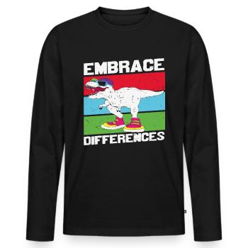 Embrassez la différence Différentes citations - T-shirt manches longues Premium bio Homme - noir - Devant - Nico (187cm)