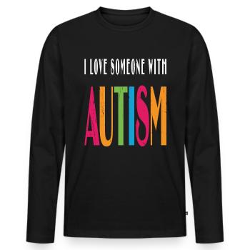 J’aime quelqu’un avec autisme Autisme Rétro - T-shirt manches longues Premium bio Homme - noir - Devant - Nico (187cm)